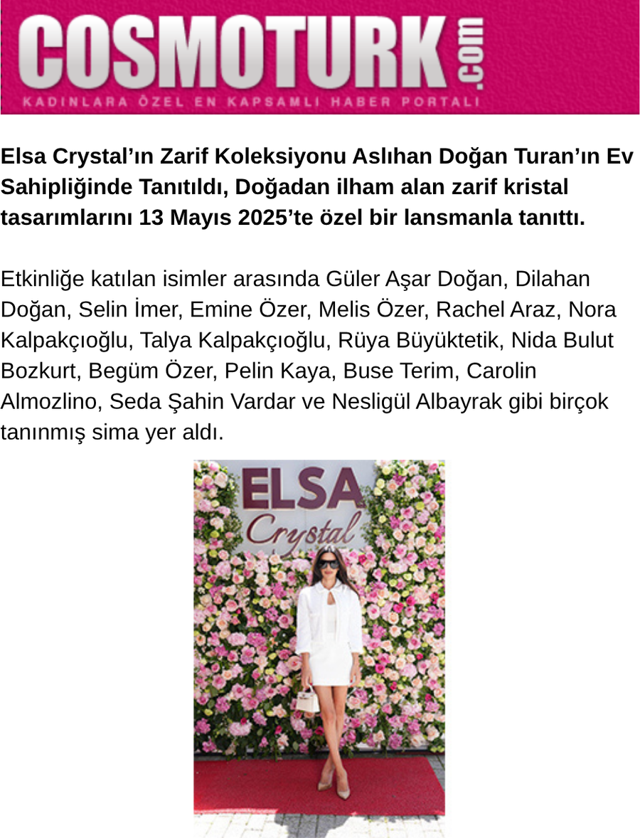Elsa Crystal Doğadan ilham alan zarif kristal tasarımlarını 13 Mayıs 2025’te özel bir lansmanla tanıttı.
