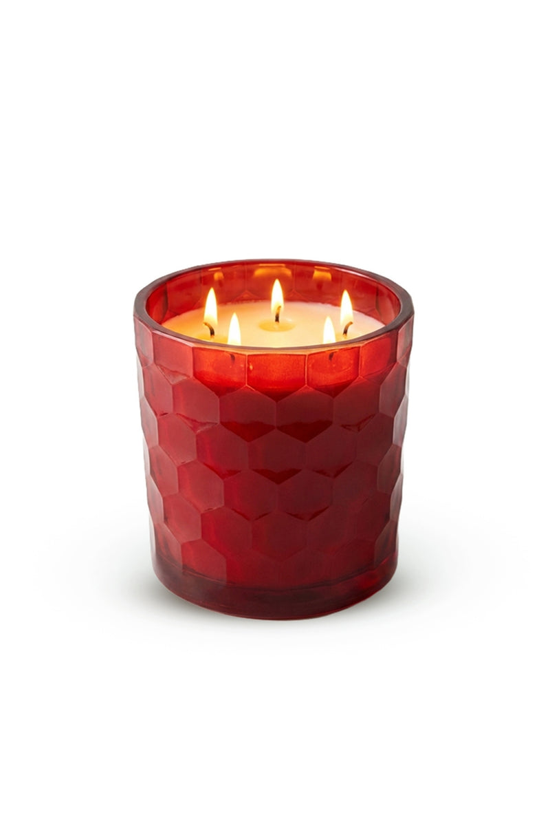 Elsa Crystal Bordo Kokulu Büyük Cam Mum 14x14 cm – Royal Rose Dekoratif Lüks Mum