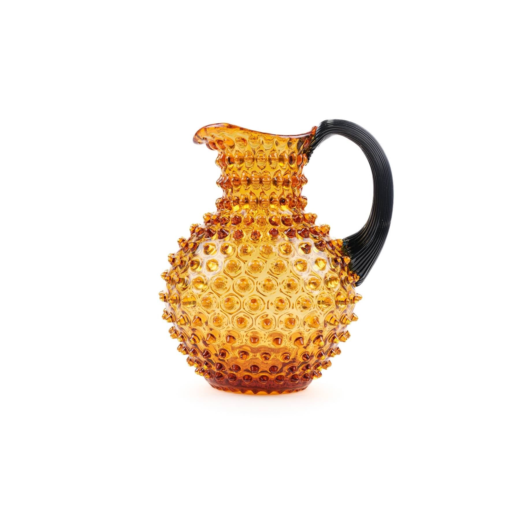 Elsa Crystal Bubble Bamboo Paris Hobnail Jug - Sürahi - 20160, Amber+Dark Blue Smoke