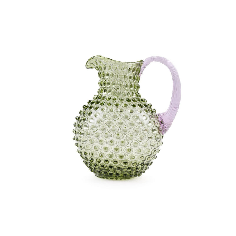 Elsa Crystal Bubble Bamboo Paris Hobnail Jug, Sürahi, Olivergreen+Lilla, 2 L
