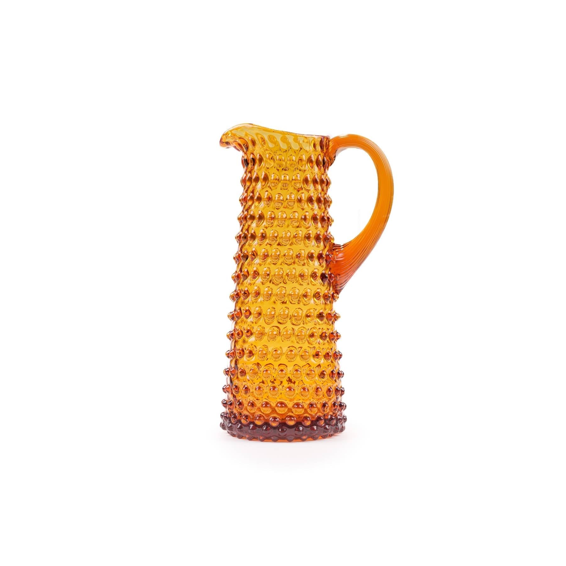 Elsa Crystal Bubble Bamboo Eiffel Hobnail Jug - Sürahi - 20161, Amber