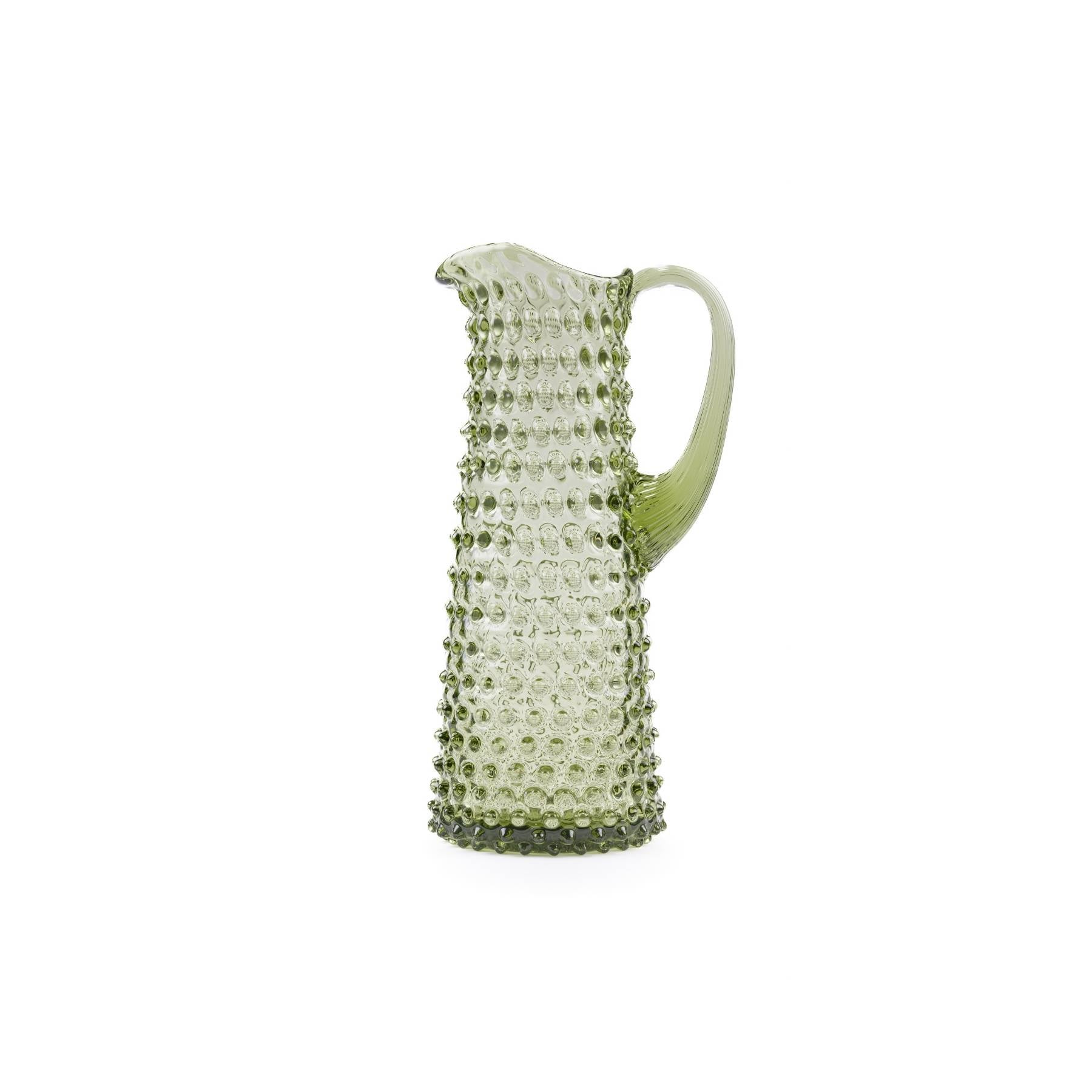 Elsa Crystal Bubble Bamboo Eiffel Hobnail Jug - Sürahi - 20161, Olivegreen