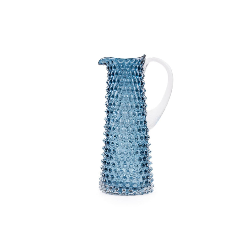 Elsa Crystal Bubble Bamboo Eiffel Hobnail Jug, Sürahi, Blue Smoke, 1 L