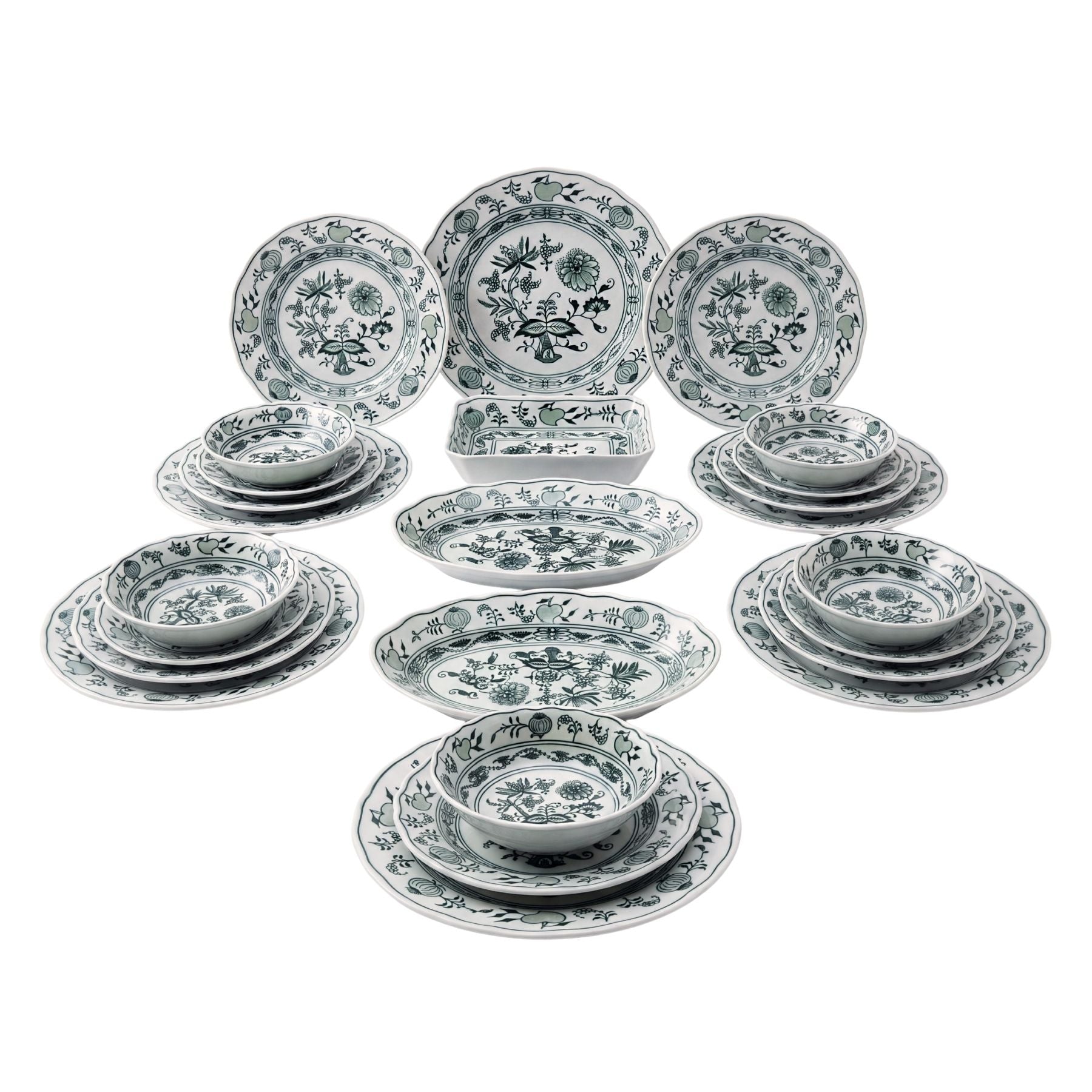28 Parça Yemek Takımı Cesky Porcelan Dubi Cibulak Yeşil