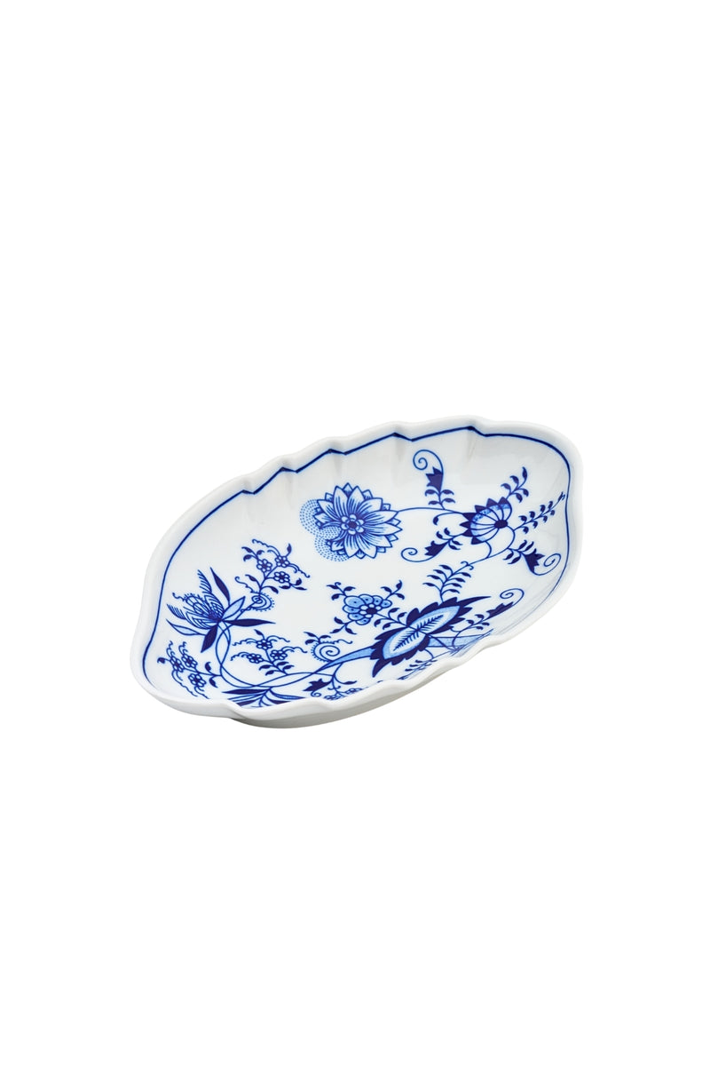 CESKY PORCELAN DUBİ 1860 Cibulak Büyük Yaprak Tabak Mavi