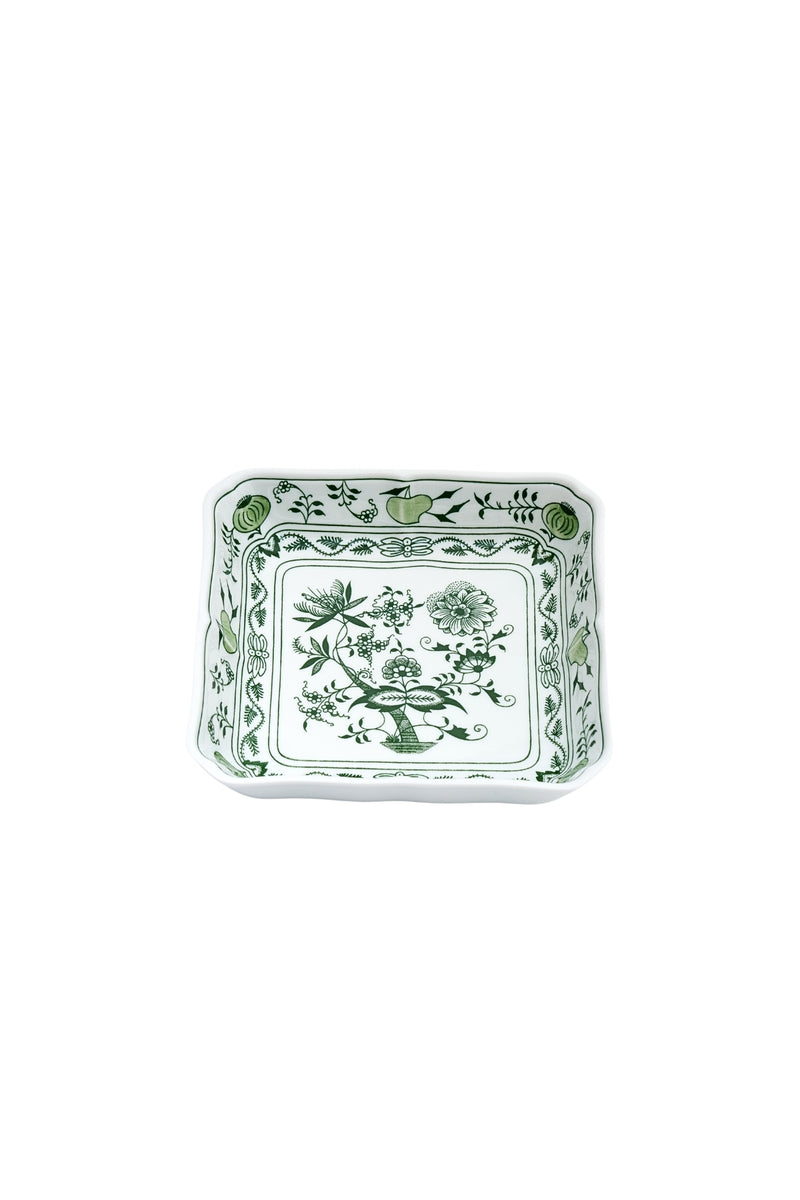 CESKY PORCELAN DUBİ 1860 Cibulak Kare Tabak Yeşil