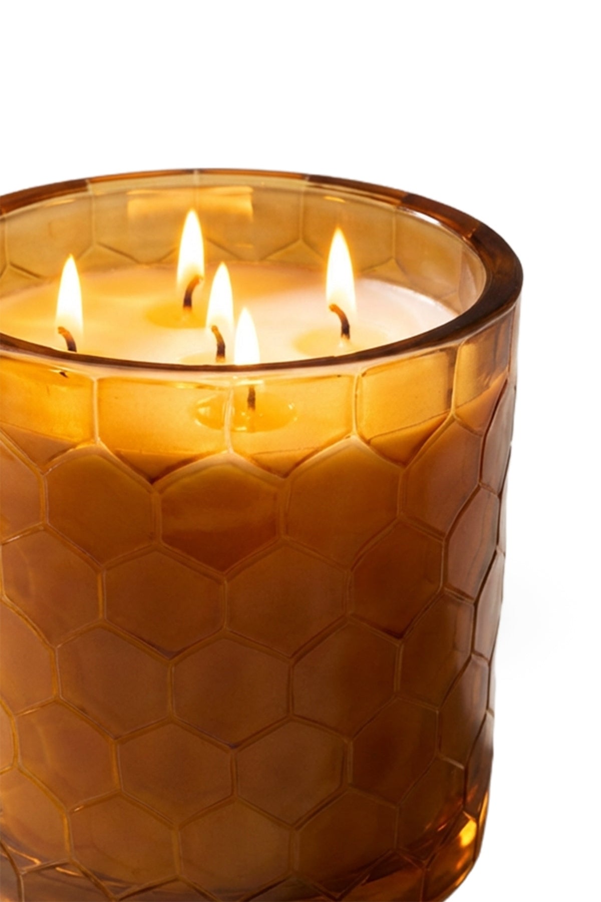 Elsa Crystal Amber Kokulu Büyük Cam Mum 14x14 cm – Indian Sandalwood Dekoratif Lüks Mum