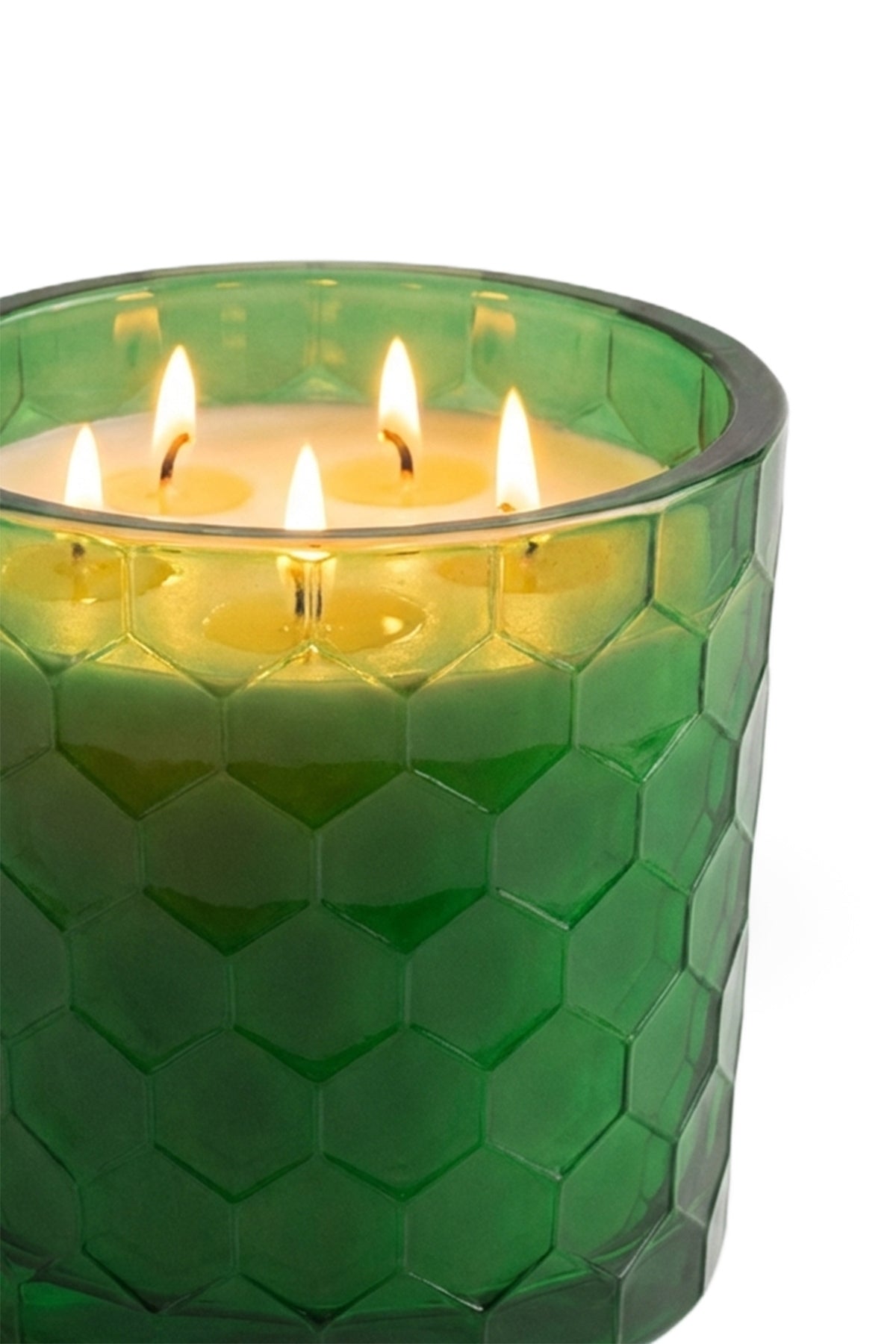 Elsa Crystal Yeşil Kokulu Büyük Cam Mum 14x14 cm – White Patchouli Dekoratif Lüks Mum