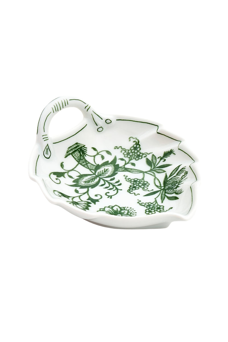 CESKY PORCELAN DUBİ 1860 Cibulak Yaprak Tabak Yeşil