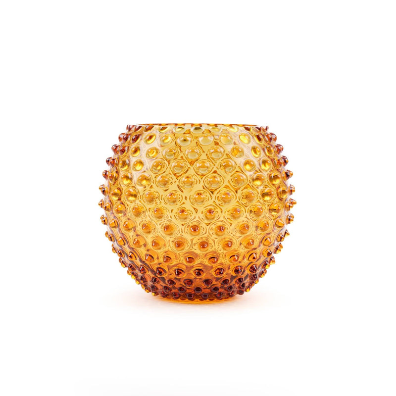 Elsa Crystal Bubble Hobnail Globe, Vazo, Amber, 18 cm