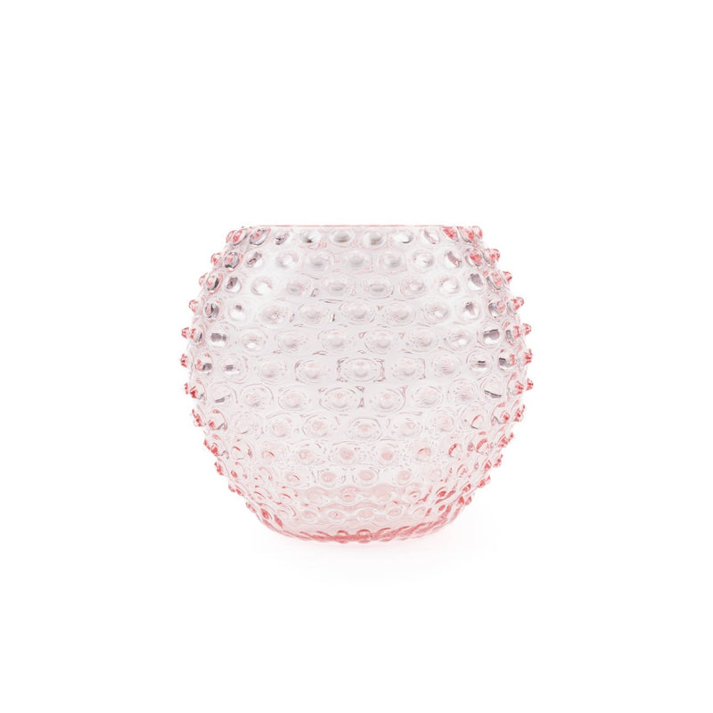 Elsa Crystal Bubble Hobnail Globe, Vazo, Rosa, 18 cm