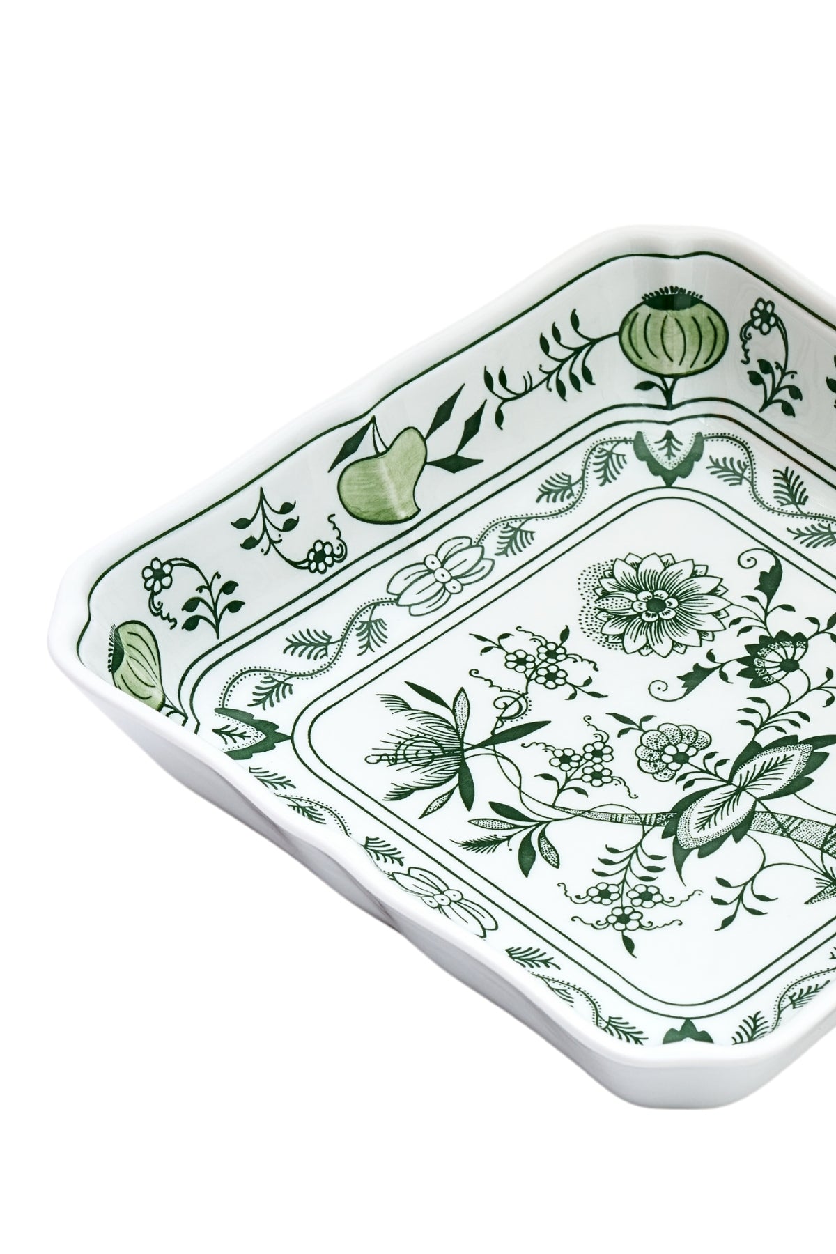 CESKY PORCELAN DUBİ 1860 Cibulak Kare Tabak Yeşil
