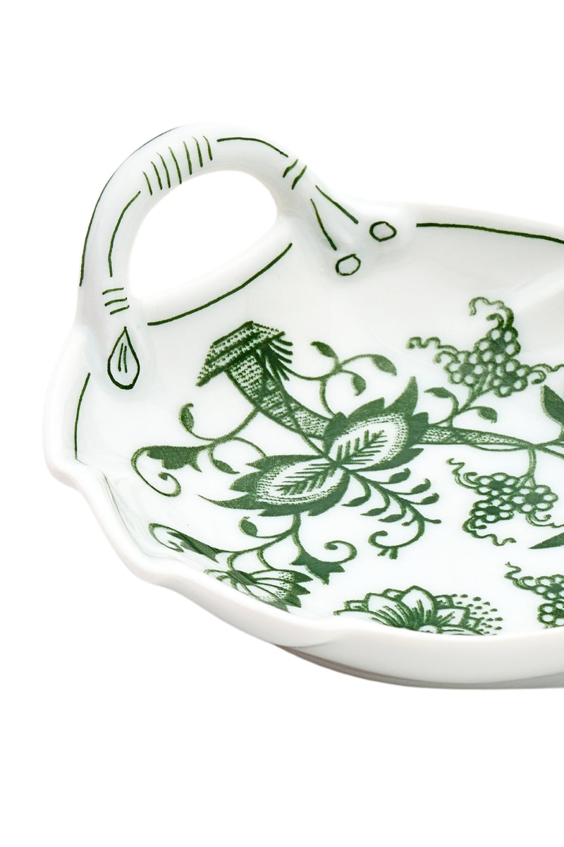 CESKY PORCELAN DUBİ 1860 Cibulak Yaprak Tabak Yeşil