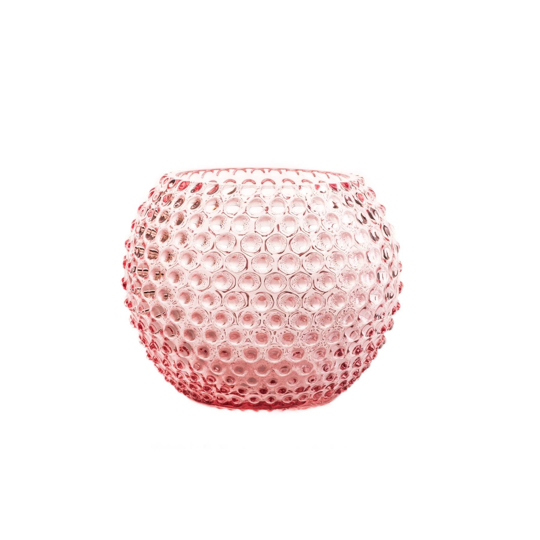 Elsa Crystal Bubble Hobnail Globe, Vazo, Rosa, 24 cm