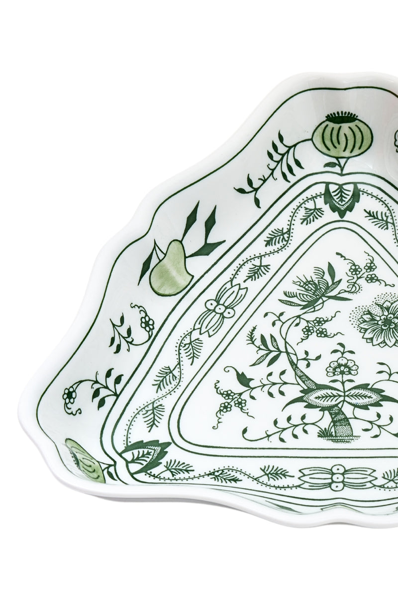 CESKY PORCELAN DUBİ 1860 Cibulak Üçgen Tabak Yeşil
