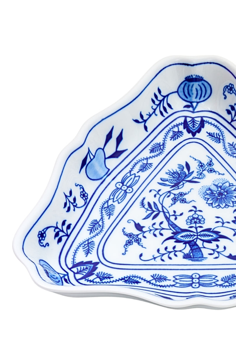 CESKY PORCELAN DUBİ 1860 Cibulak Üçgen Tabak Mavi