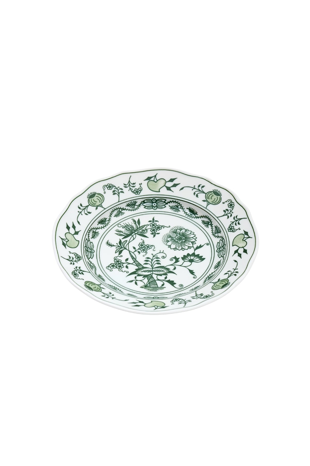 CESKY PORCELAN DUBİ 1860 Cibulak Geniş Kenarlı Düz Pasta Tabağı Yeşil