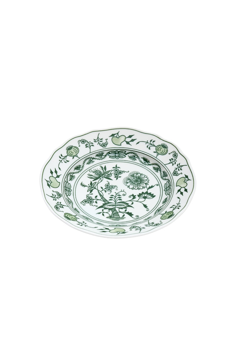 CESKY PORCELAN DUBİ 1860 Cibulak Geniş Kenarlı Düz Pasta Tabağı Yeşil