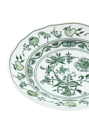 CESKY PORCELAN DUBİ 1860 Cibulak Geniş Kenarlı Düz Pasta Tabağı Yeşil