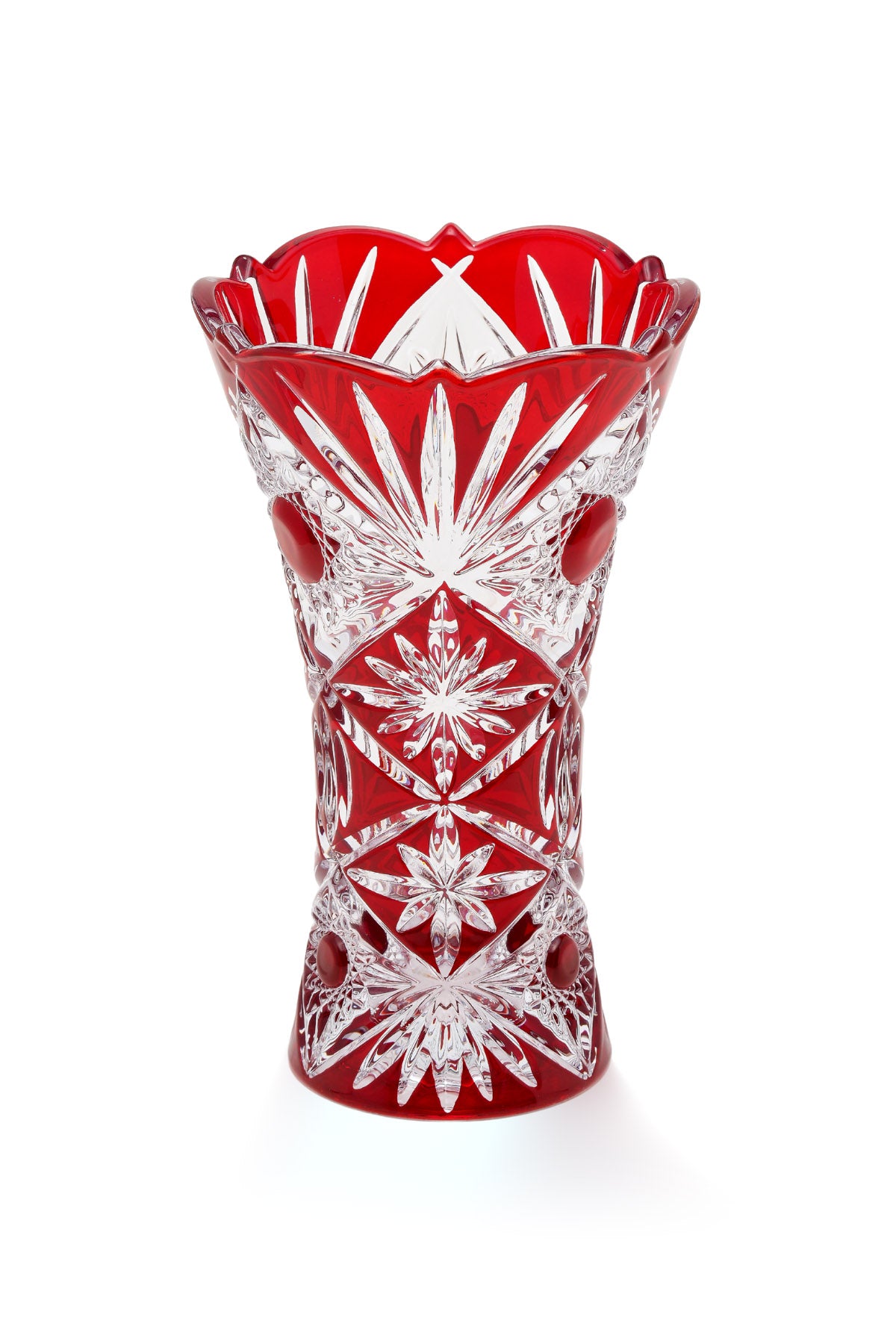 ELSA CRYSTAL Bohemia Maravelle Açık Ağız Büyük Vazo Kırmızı