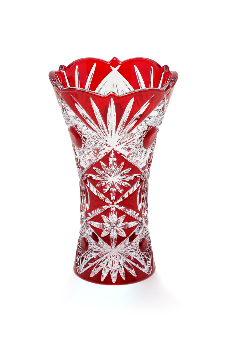 ELSA CRYSTAL Bohemia Maravelle Açık Ağız Büyük Vazo Kırmızı