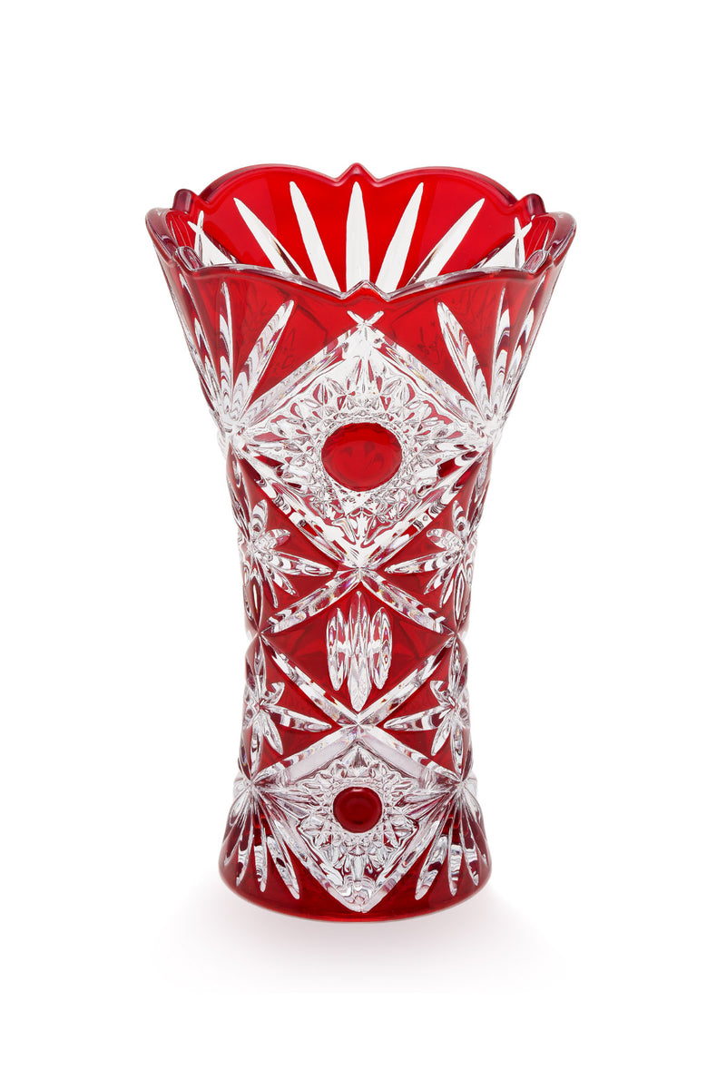 ELSA CRYSTAL Bohemia Maravelle Açık Ağız Büyük Vazo Kırmızı