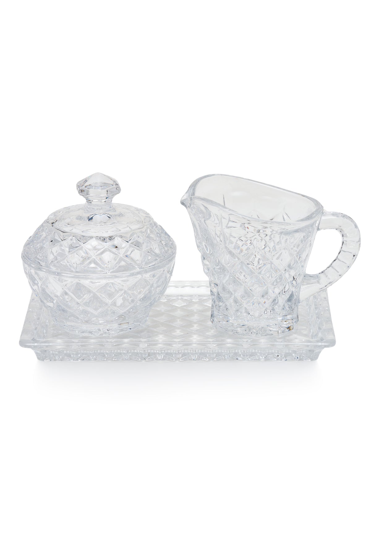 ELSA CRYSTAL Bohemia Aquarine Tabak,Şekerlik,Sütlük Set Beyaz