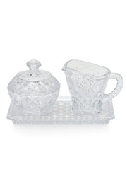 ELSA CRYSTAL Bohemia Aquarine Tabak,Şekerlik,Sütlük Set Beyaz