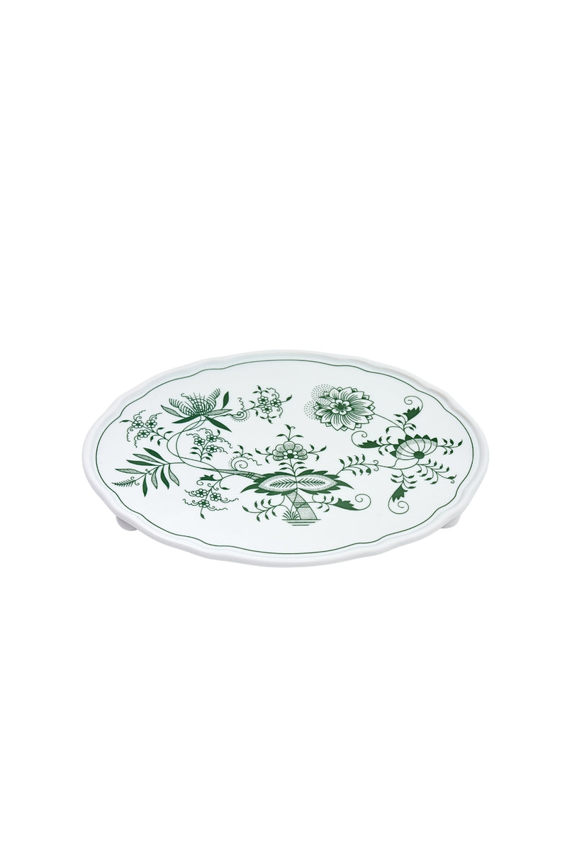CESKY PORCELAN DUBİ 1860 Cibulak 3 Ayaklı Sunum Tabağı Yeşil