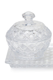 ELSA CRYSTAL Bohemia Aquarine Tabak,Şekerlik,Sütlük Set Beyaz