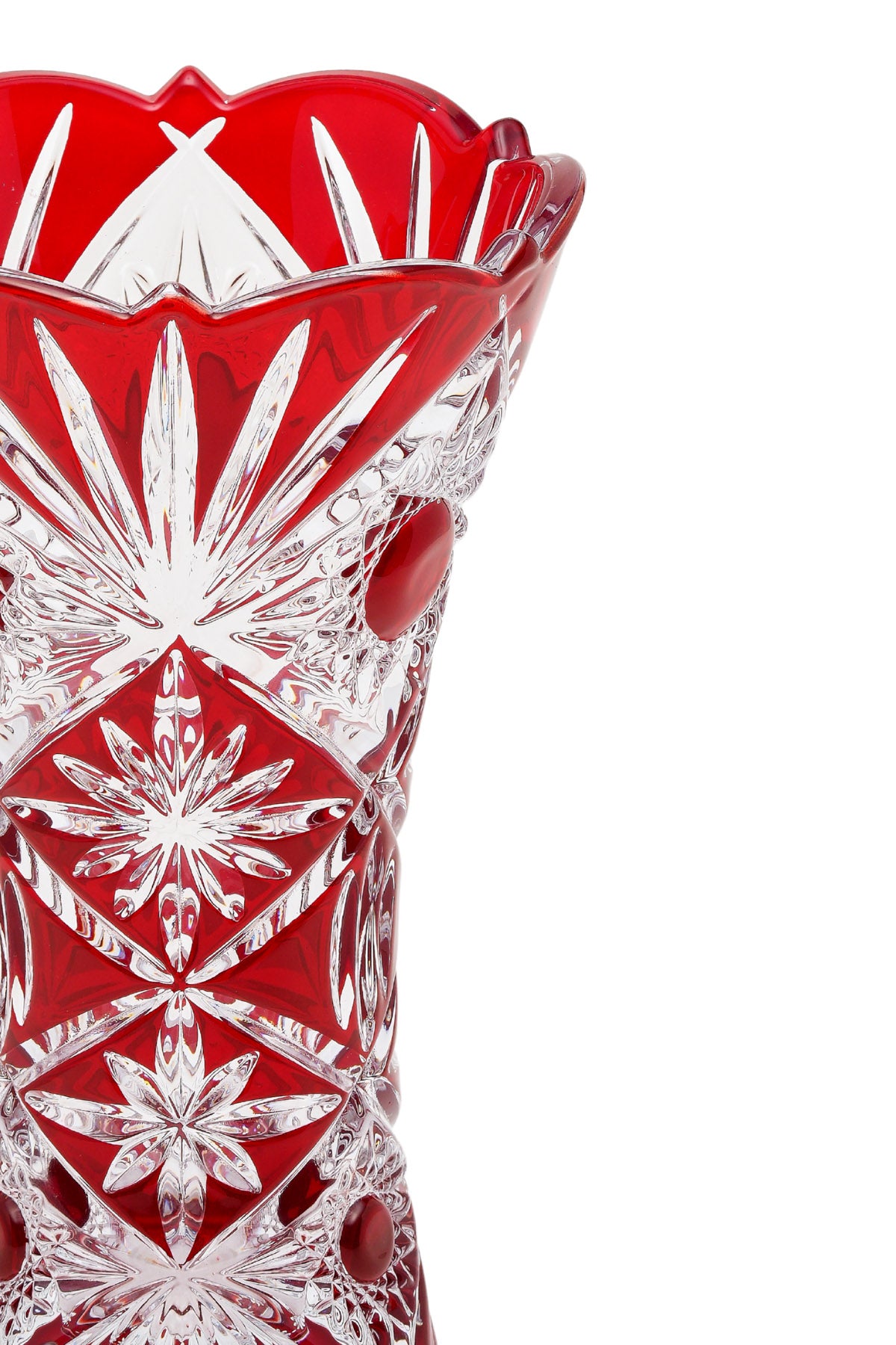 ELSA CRYSTAL Bohemia Maravelle Açık Ağız Büyük Vazo Kırmızı