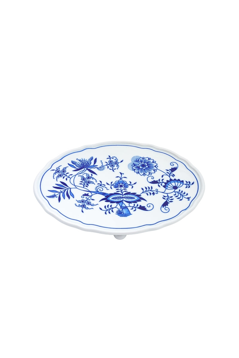 CESKY PORCELAN DUBİ 1860 Cibulak 3 Ayaklı Sunum Tabağı Mavi