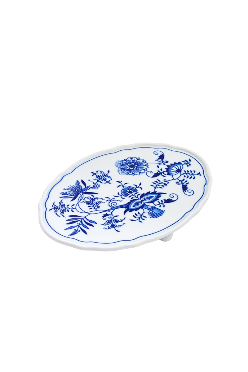 CESKY PORCELAN DUBİ 1860 Cibulak 3 Ayaklı Sunum Tabağı Mavi