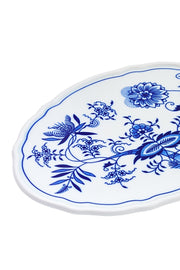 CESKY PORCELAN DUBİ 1860 Cibulak 3 Ayaklı Sunum Tabağı Mavi