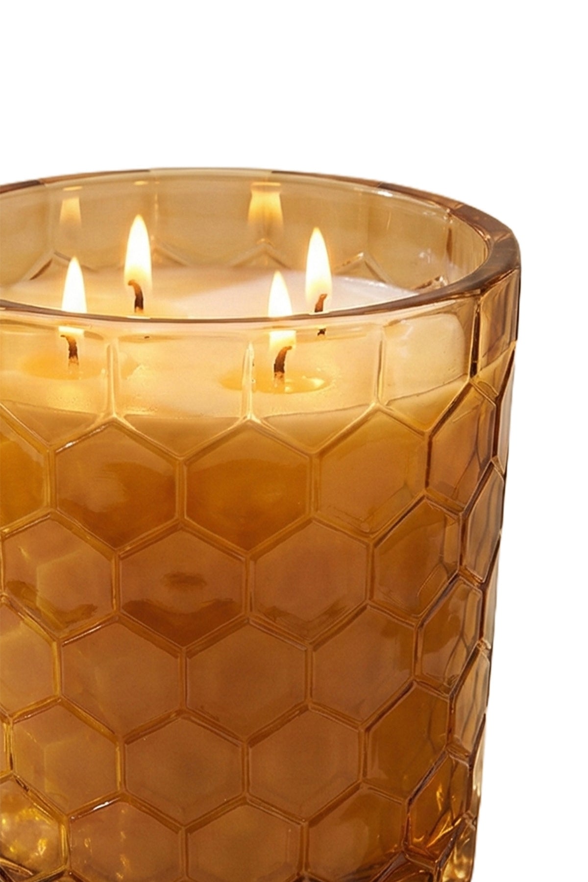 Elsa Crystal Amber Kokulu Cam Mum 12x12 cm – Indian Sandalwood Dekoratif Lüks Mum