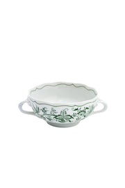 CESKY PORCELAN DUBİ 1860 Cibulak 2 Kulplu Corba Kasesi Yeşil