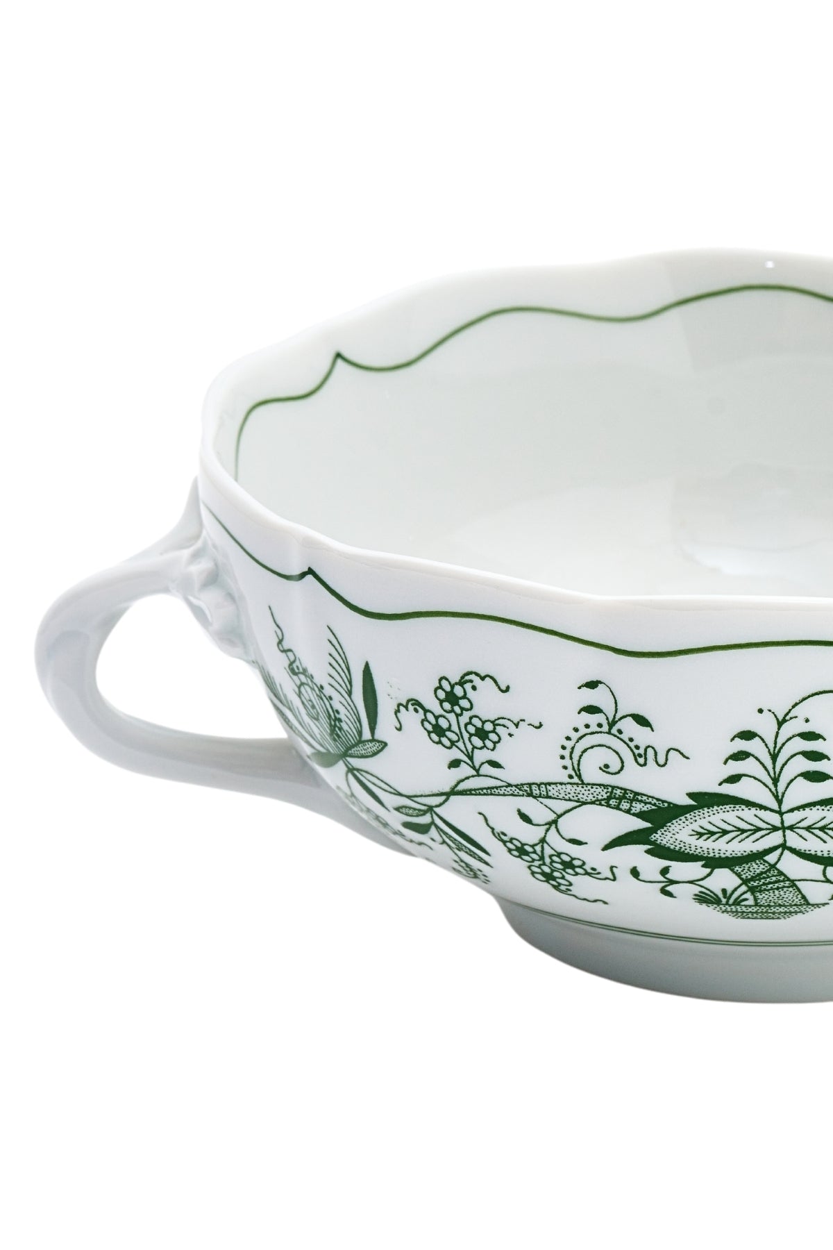 CESKY PORCELAN DUBİ 1860 Cibulak 2 Kulplu Corba Kasesi Yeşil