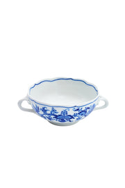 CESKY PORCELAN DUBİ 1860 Cibulak 2 Kulplu Corba Kasesi Mavi