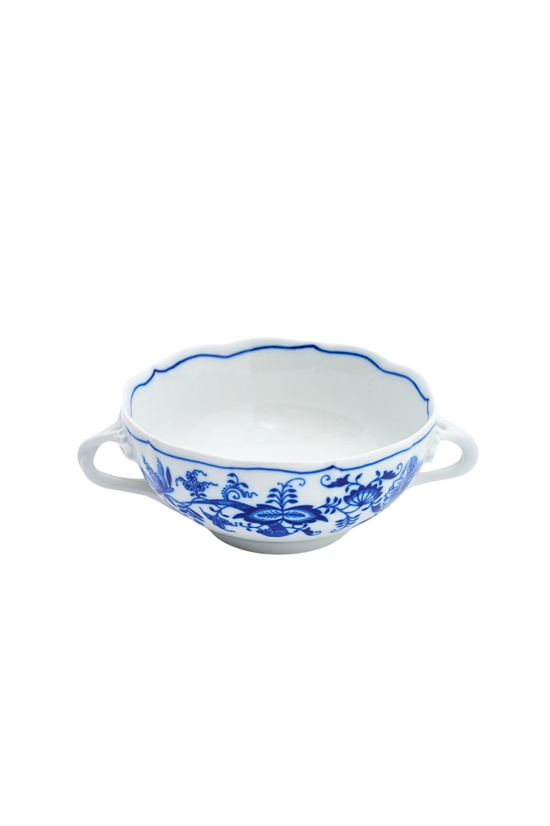 CESKY PORCELAN DUBİ 1860 Cibulak 2 Kulplu Corba Kasesi Mavi