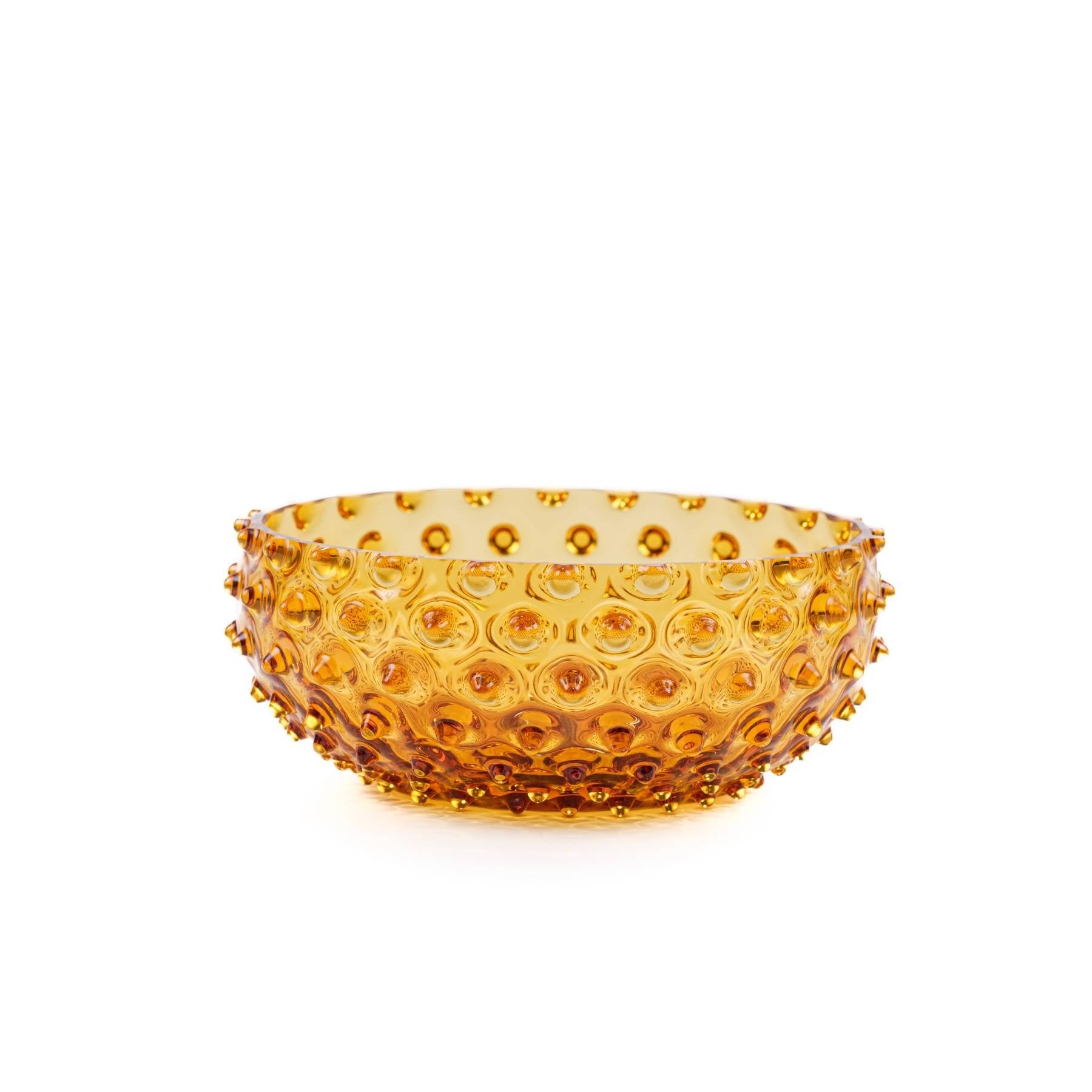 Elsa Crystal Bubble Hobnail Tapas Bowl, Amber, 17 cm