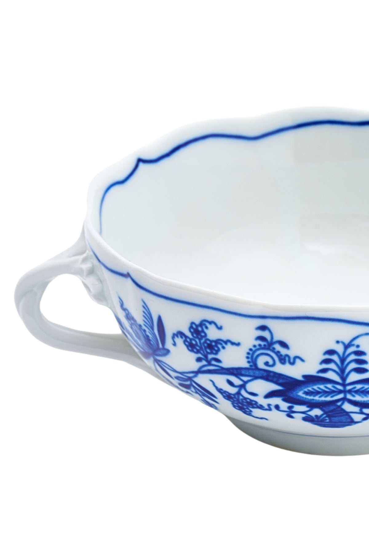 CESKY PORCELAN DUBİ 1860 Cibulak 2 Kulplu Corba Kasesi Mavi