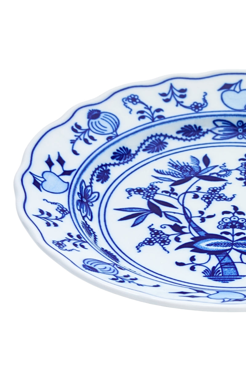 CESKY PORCELAN DUBİ 1860 Cibulak Geniş Kenarlı Düz Servis Tabağı Mavi
