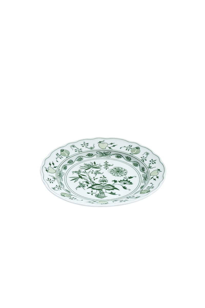 CESKY PORCELAN DUBİ 1860 Cibulak Geniş Kenarlı Düz Servis Tabağı Yeşil