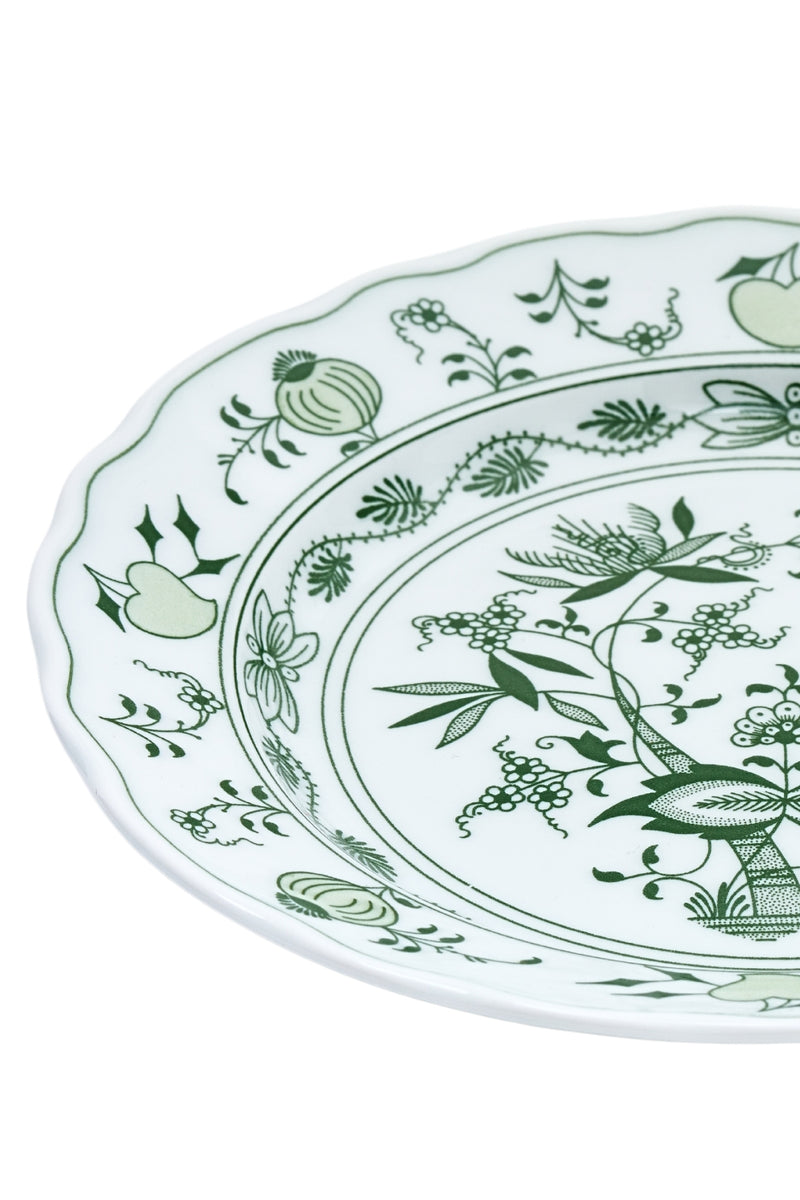 CESKY PORCELAN DUBİ 1860 Cibulak Geniş Kenarlı Düz Servis Tabağı Yeşil