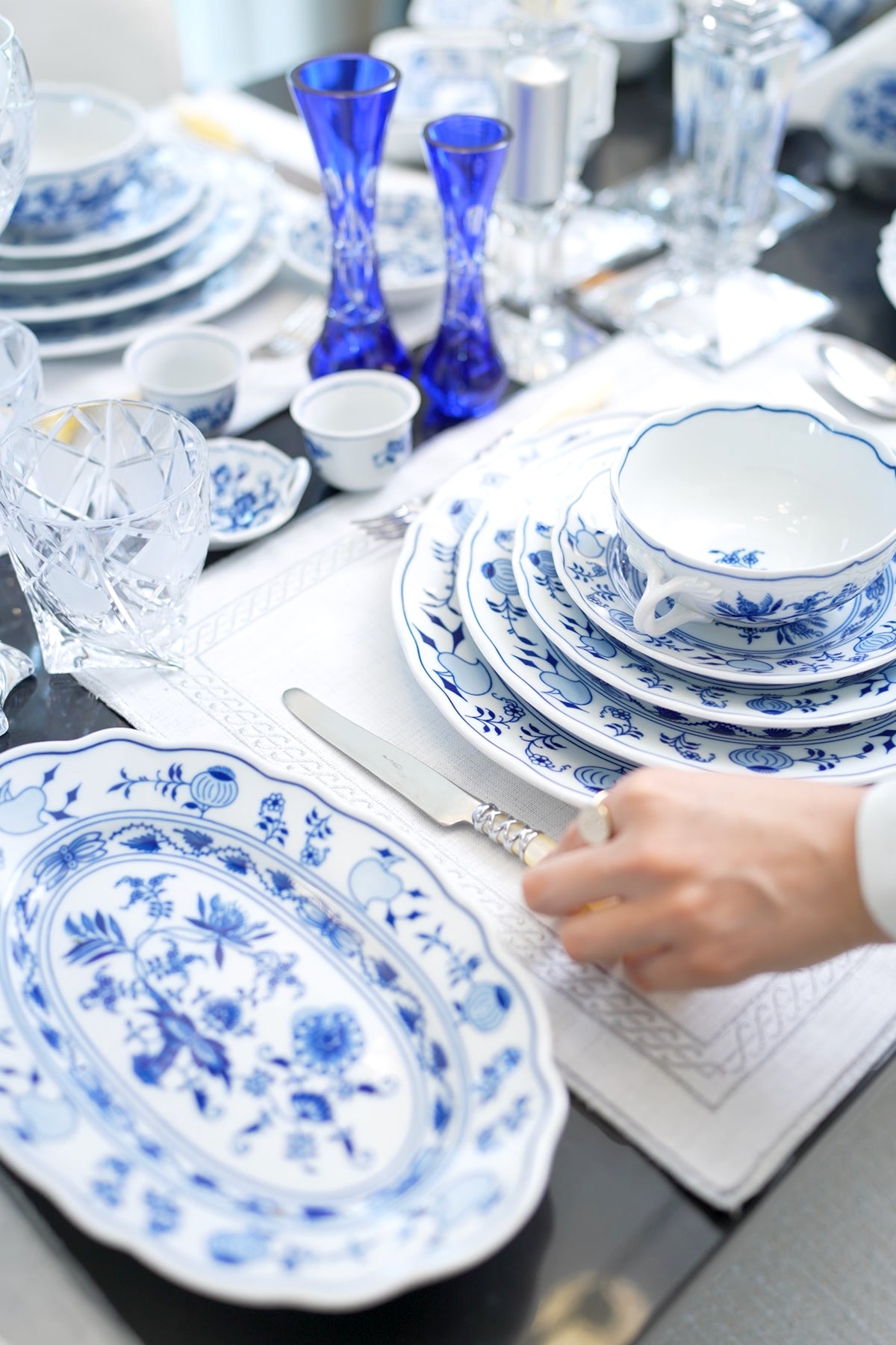 CESKY PORCELAN DUBİ 1860 Cibulak Büyük Servis Tabağı Yeşil