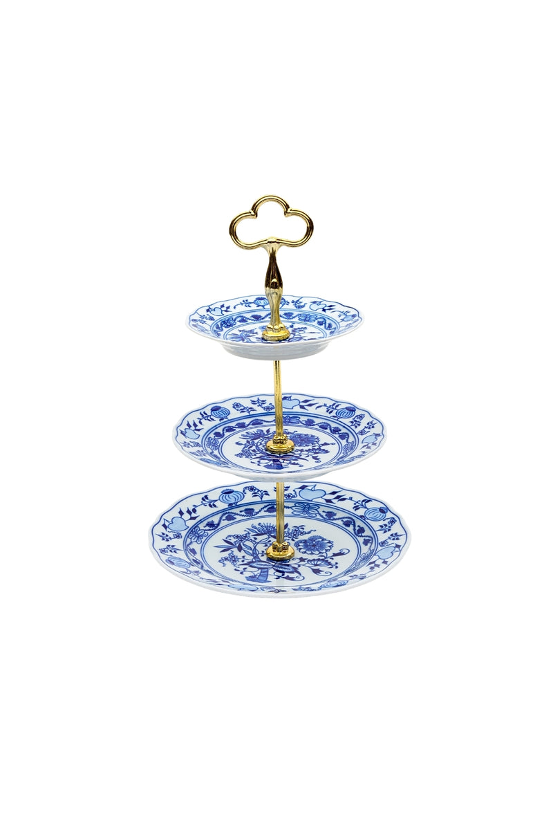 CESKY PORCELAN DUBİ 1860 Cibulak 3 Katlı Sunum Tabağı Mavi