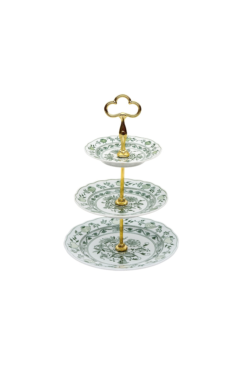 CESKY PORCELAN DUBİ 1860 Cibulak 3 Katlı Sunum Tabağı Yeşil