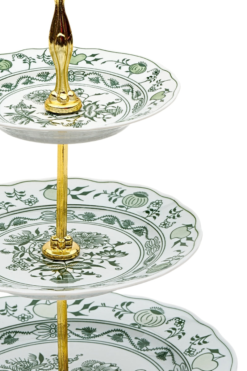 CESKY PORCELAN DUBİ 1860 Cibulak 3 Katlı Sunum Tabağı Yeşil