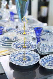 CESKY PORCELAN DUBİ 1860 Cibulak 3 Katlı Sunum Tabağı Mavi