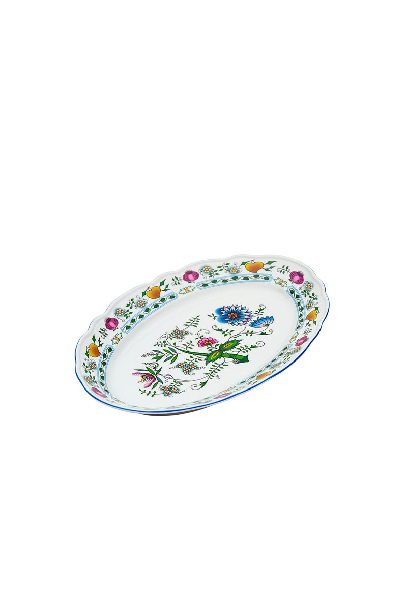 CESKY PORCELAN DUBİ 1860 Cibulak Oval Tabak Renkli